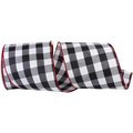 Reliant Ribbon 4 in. Celine Plaid Twill Wired Edge Ribbon, Black & Red - 10 Yards 93228W-739-10F